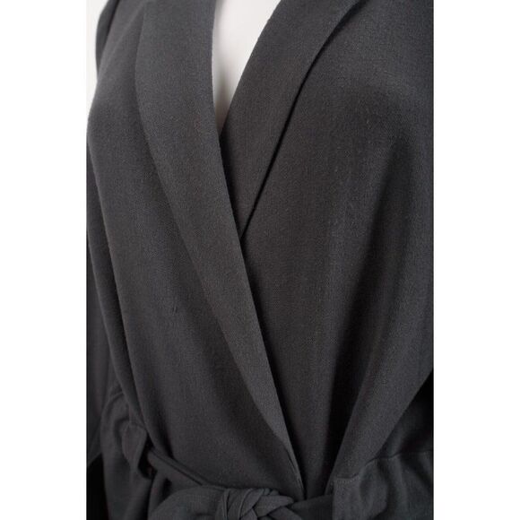 Hemsmith Womans Mid Length Rey Coat Jacket Size M Graphite Gray Wrap Ties NWT - Picture 4 of 6